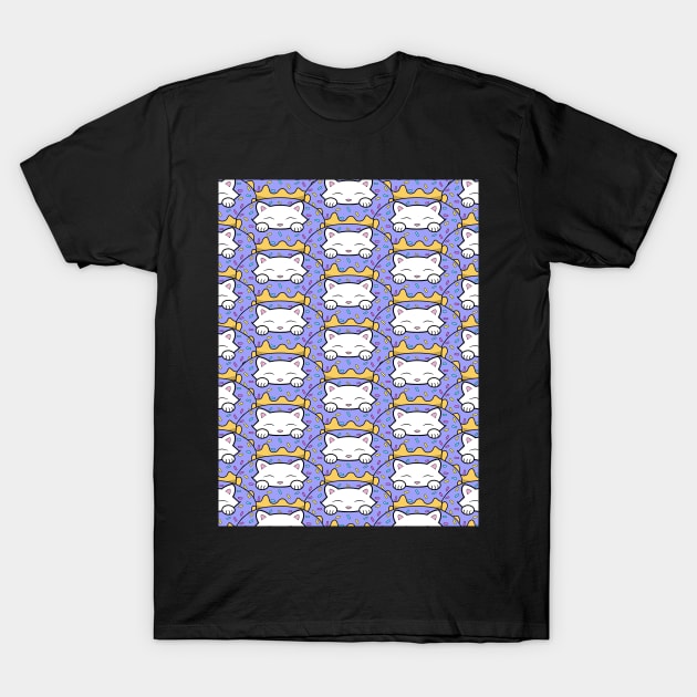 Cute cat eats donuts pattern T-Shirt by Purrfect